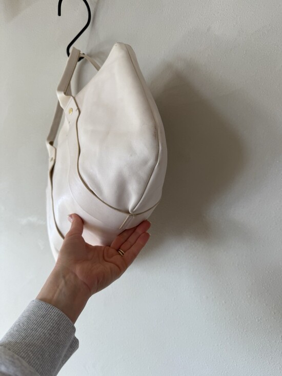 Clare V. Vivier La Tropezienne White Leather Shopper Tote Laptop Work Bag Troupe - Picture 6 of 12